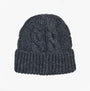 Barbour JESMOND BEANIE AND SCARF Gift Set Mens Beanie Navy top view of knitted beanie with cable pattern.