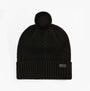 Barbour RAMSIDE BEANIE AND SCARF Mens Gift Set Black top view of beanie with pom-pom and textured design