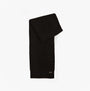 Barbour RAMSIDE BEANIE AND SCARF Mens Gift Set Black, folded black scarf top view, woven texture detail.