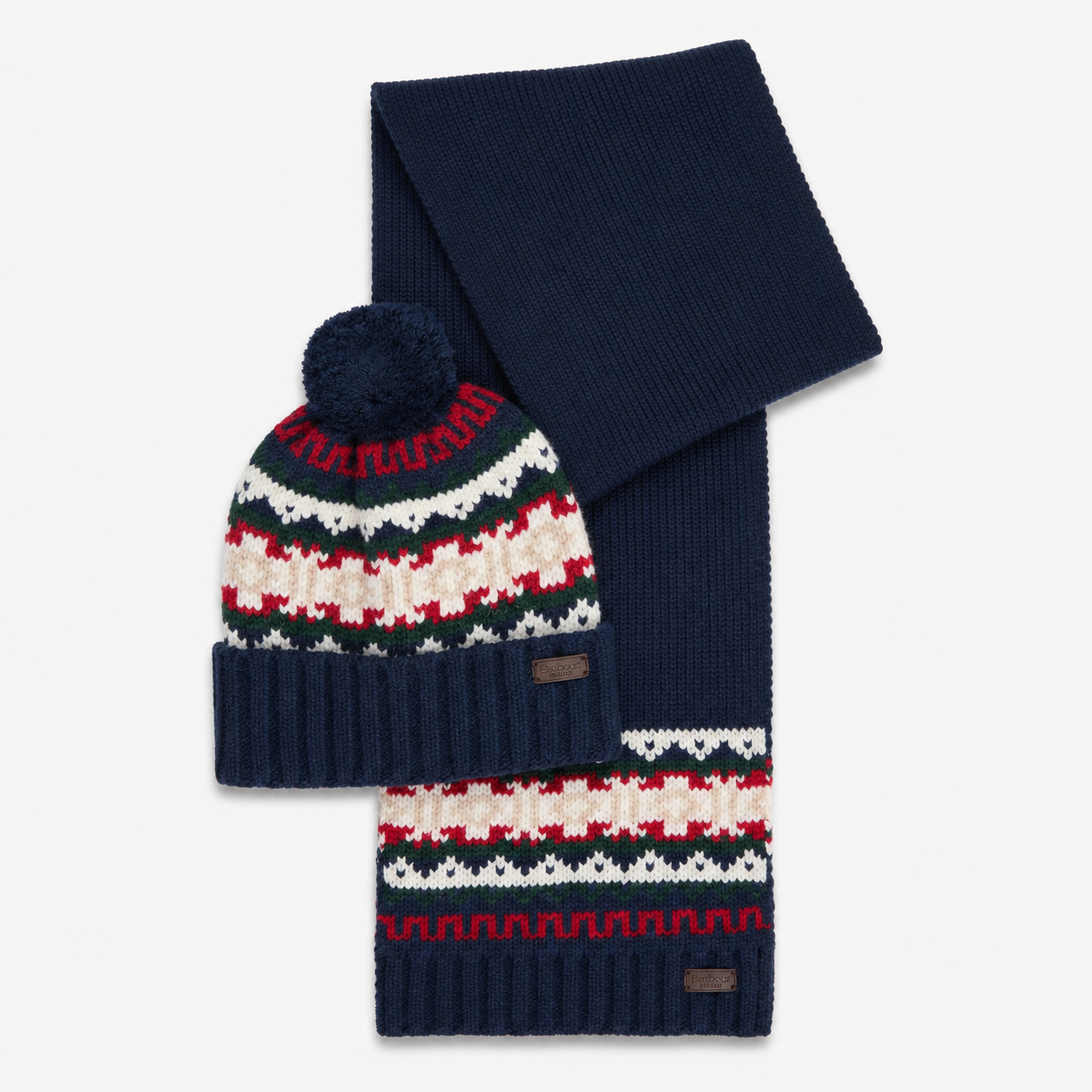Barbour KANE KNITTED BEANIE & SCARF GIFT SET Mens Beanie Evergreen