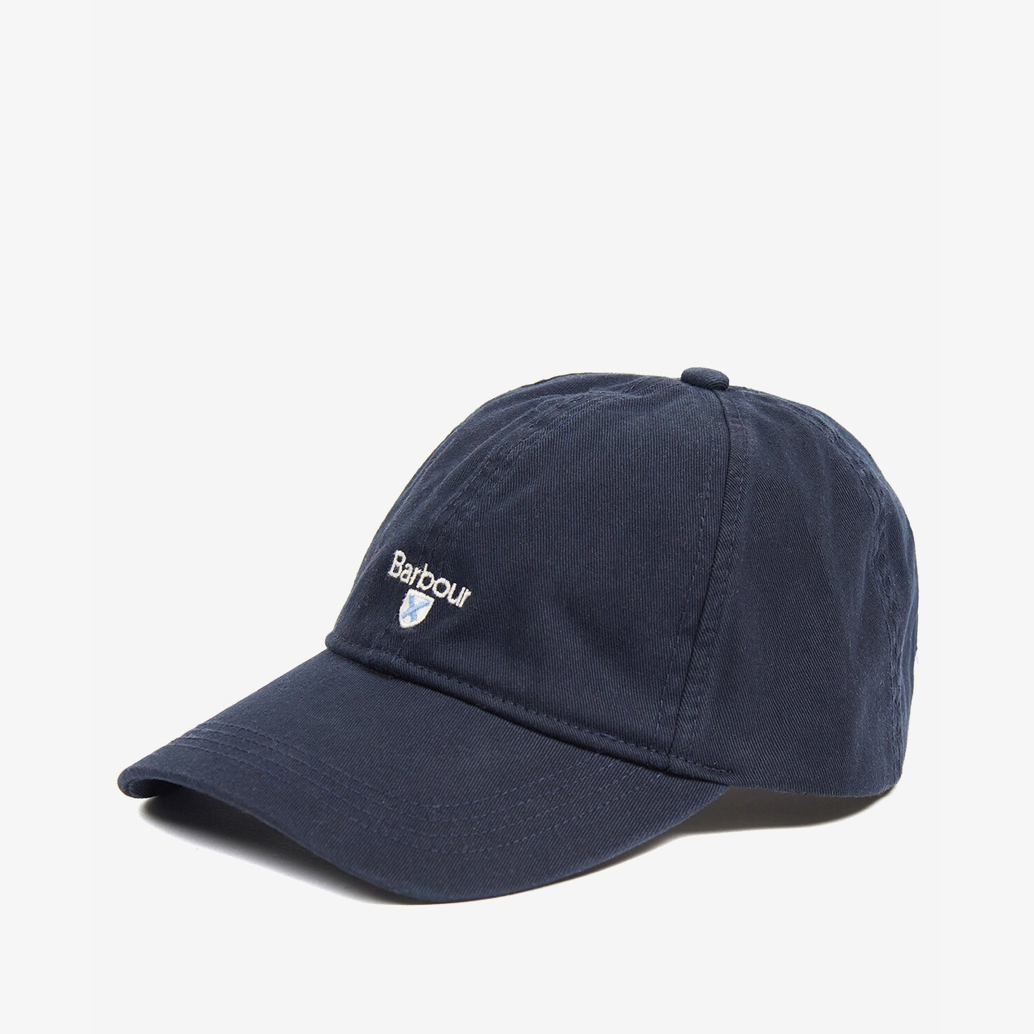 Barbour CASCADE Mens Sports Cap Navy side view showcasing comfort and adjustable back design.