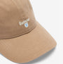 Barbour CASCADE Mens Sports Cap Stone, front view, detailed shot showing embroidered branding on cap.