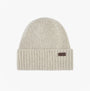 Barbour CARLTON Mens Beanie Light Grey top view, wool-blend knitted beanie with fleece lining and branding.