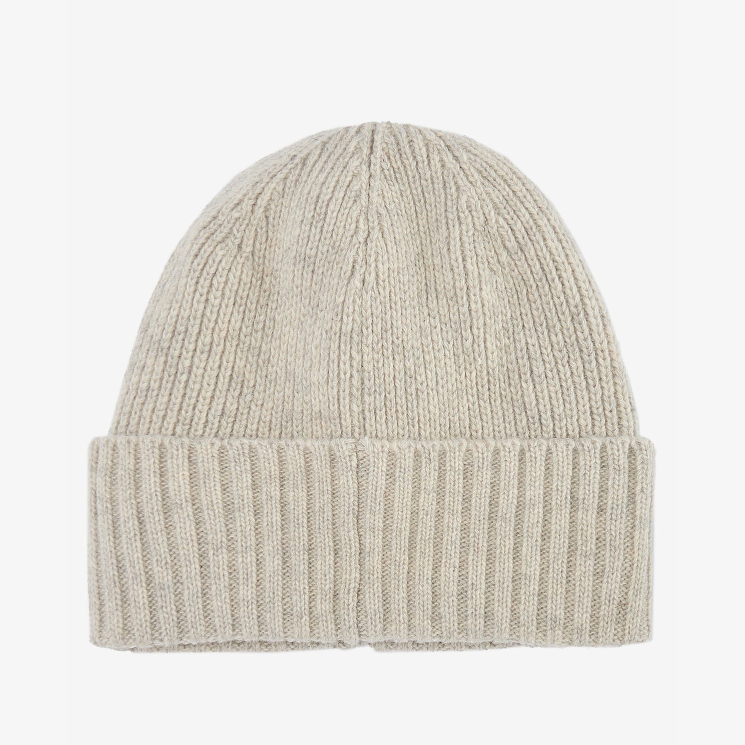 Barbour CARLTON Mens Beanie Light Grey top view of wool-blend knitted beanie with fleece lining