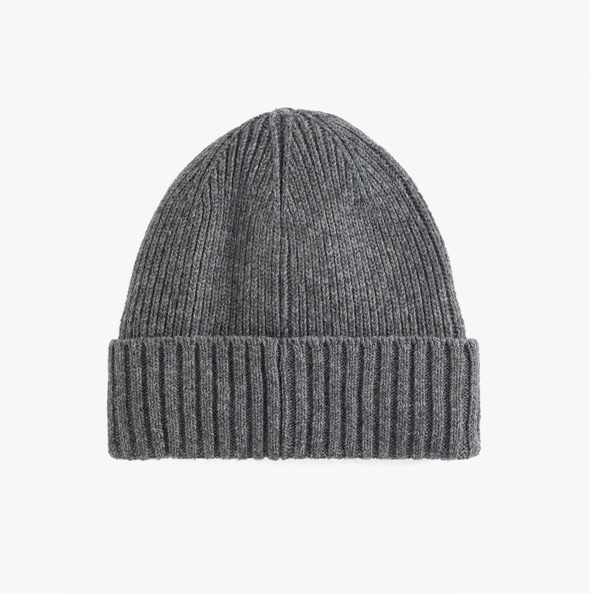 Barbour CARLTON Mens Beanie Grey top view showcasing ribbed design and warm wool-blend material.