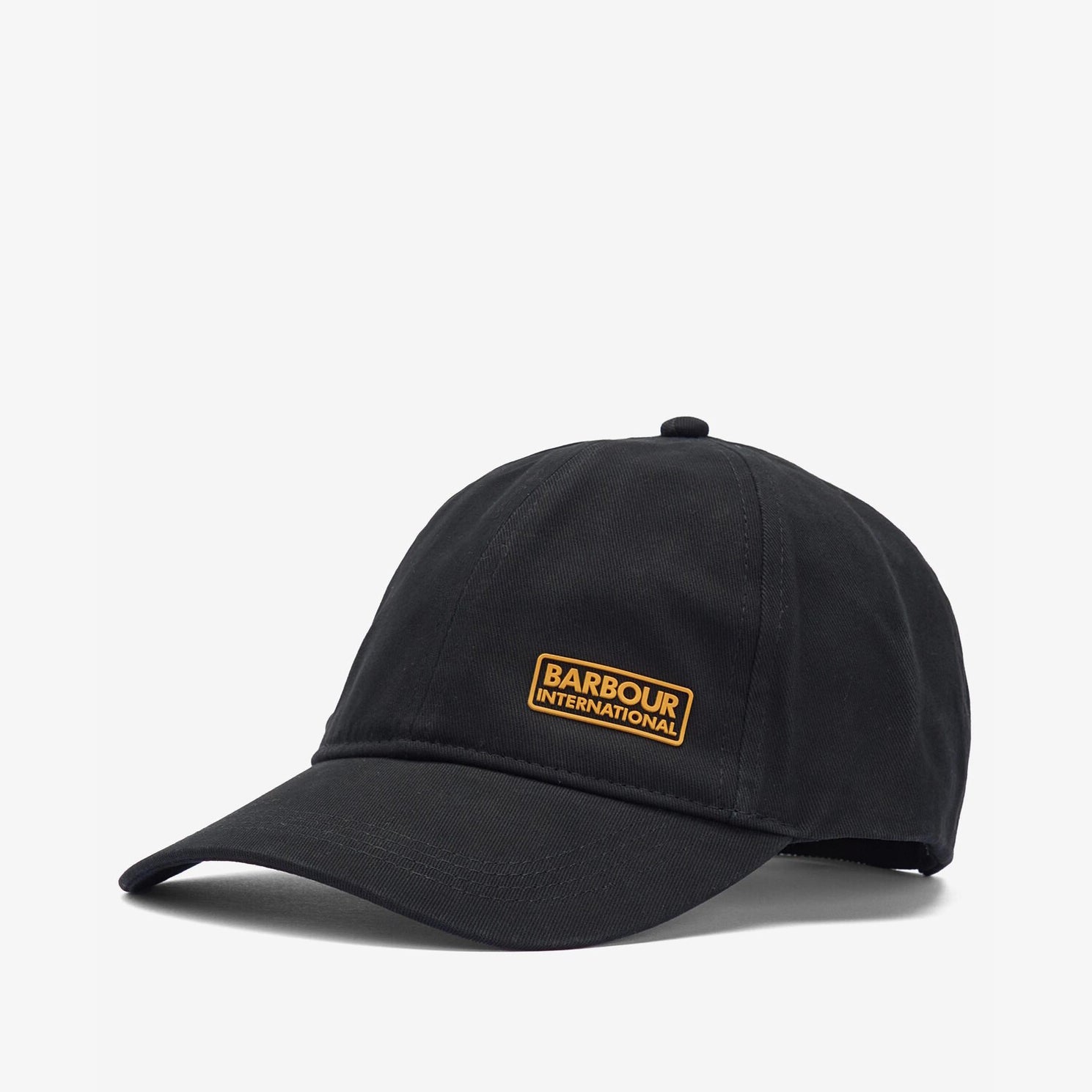 Barbour NORTON DRILL Mens Sports Cap Black side view showcasing adjustable back and Barbour branding.