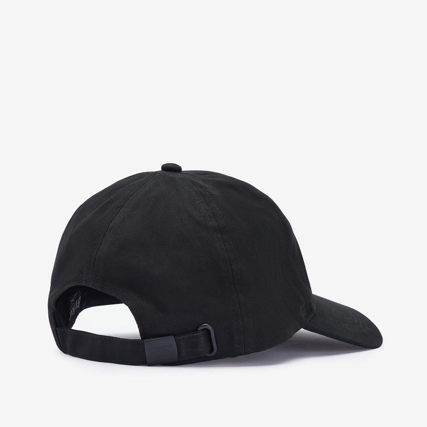 Barbour NORTON DRILL Mens Sports Cap Black back view showcasing adjustable strap and sleek design.
