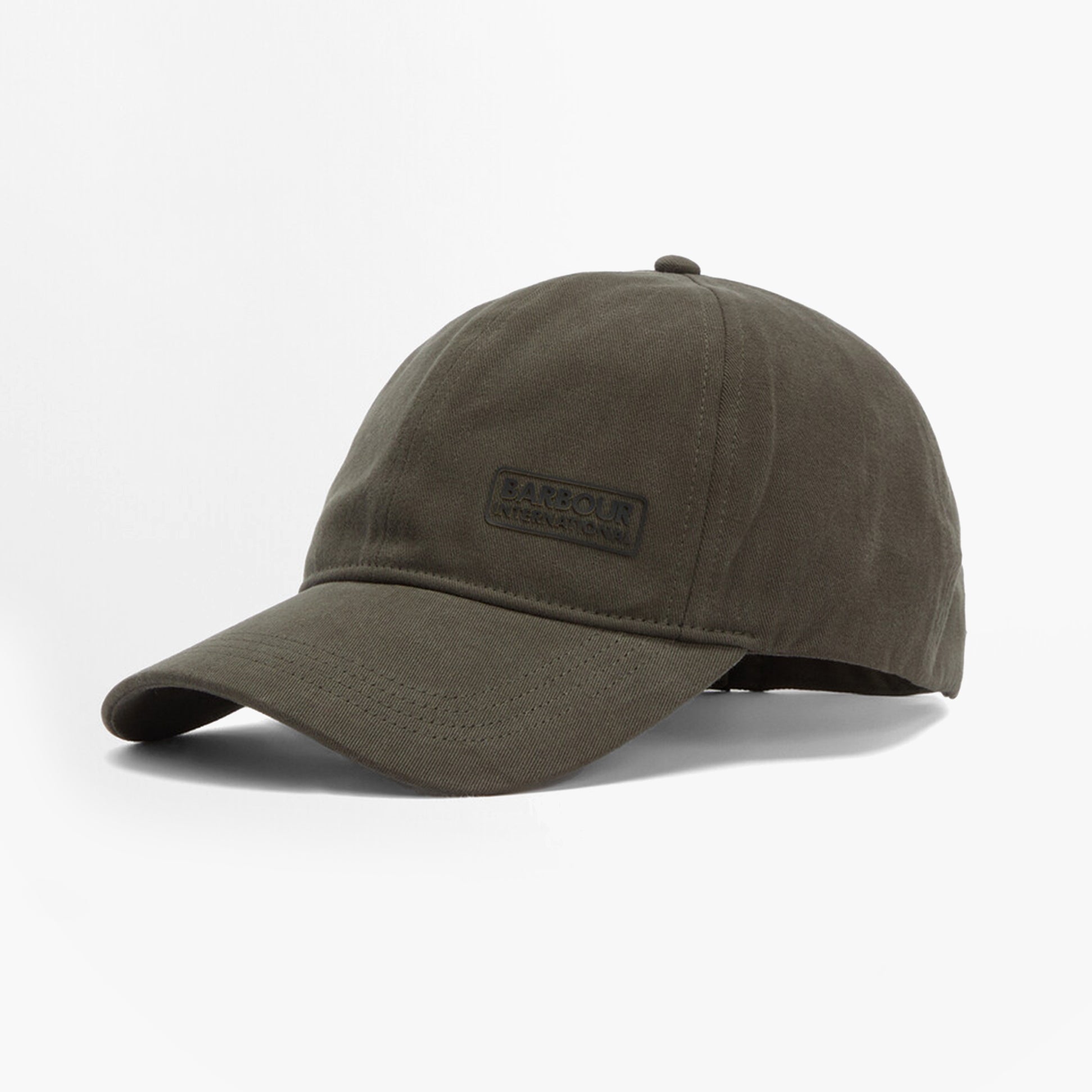 Barbour NORTON Drill Cap Mens Snapback Caps Sage/Shadow side view showing fabric and logo detail.