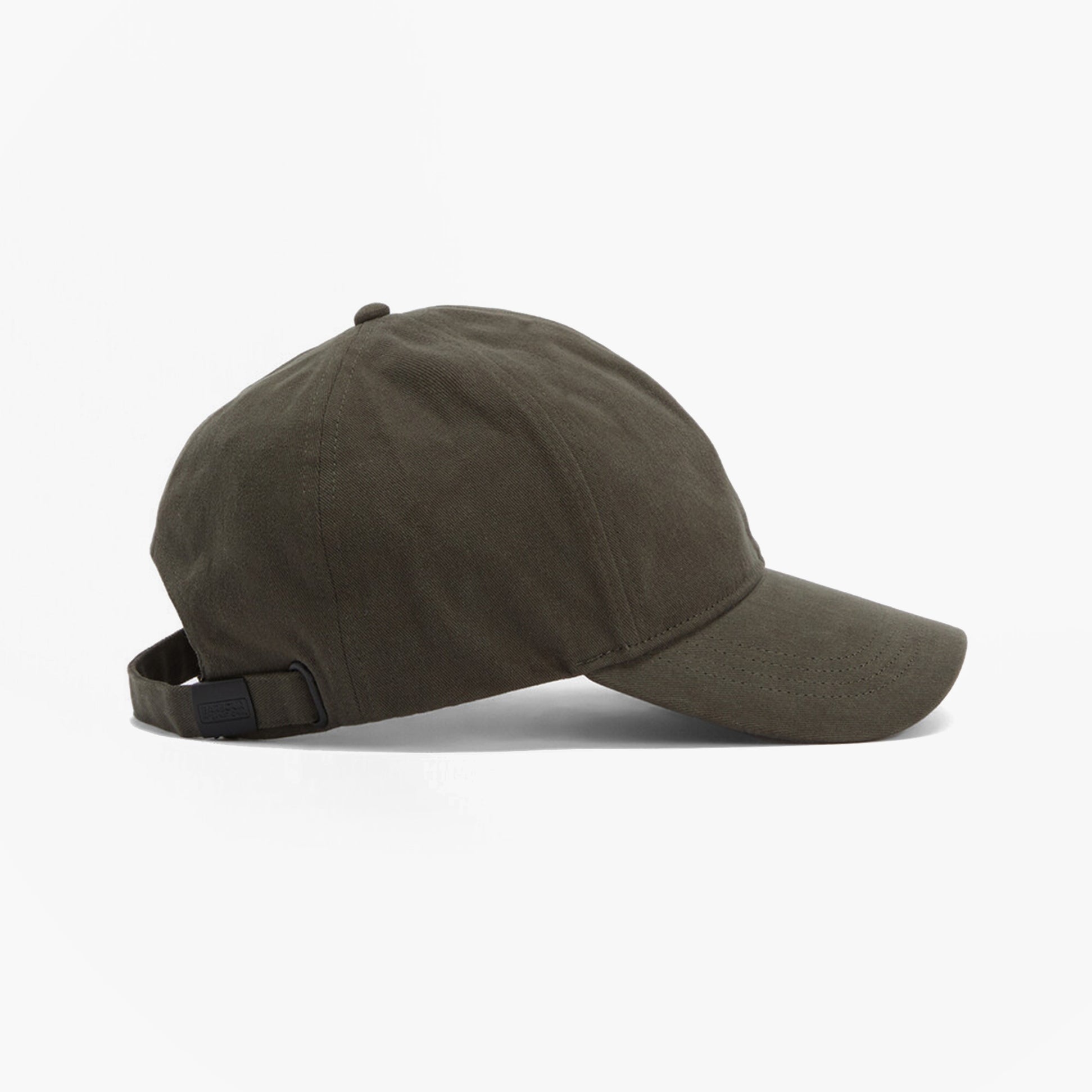 Barbour NORTON Drill Cap Mens Snapback Caps Sage/Shadow side view showing adjustable strap and rich olive color.