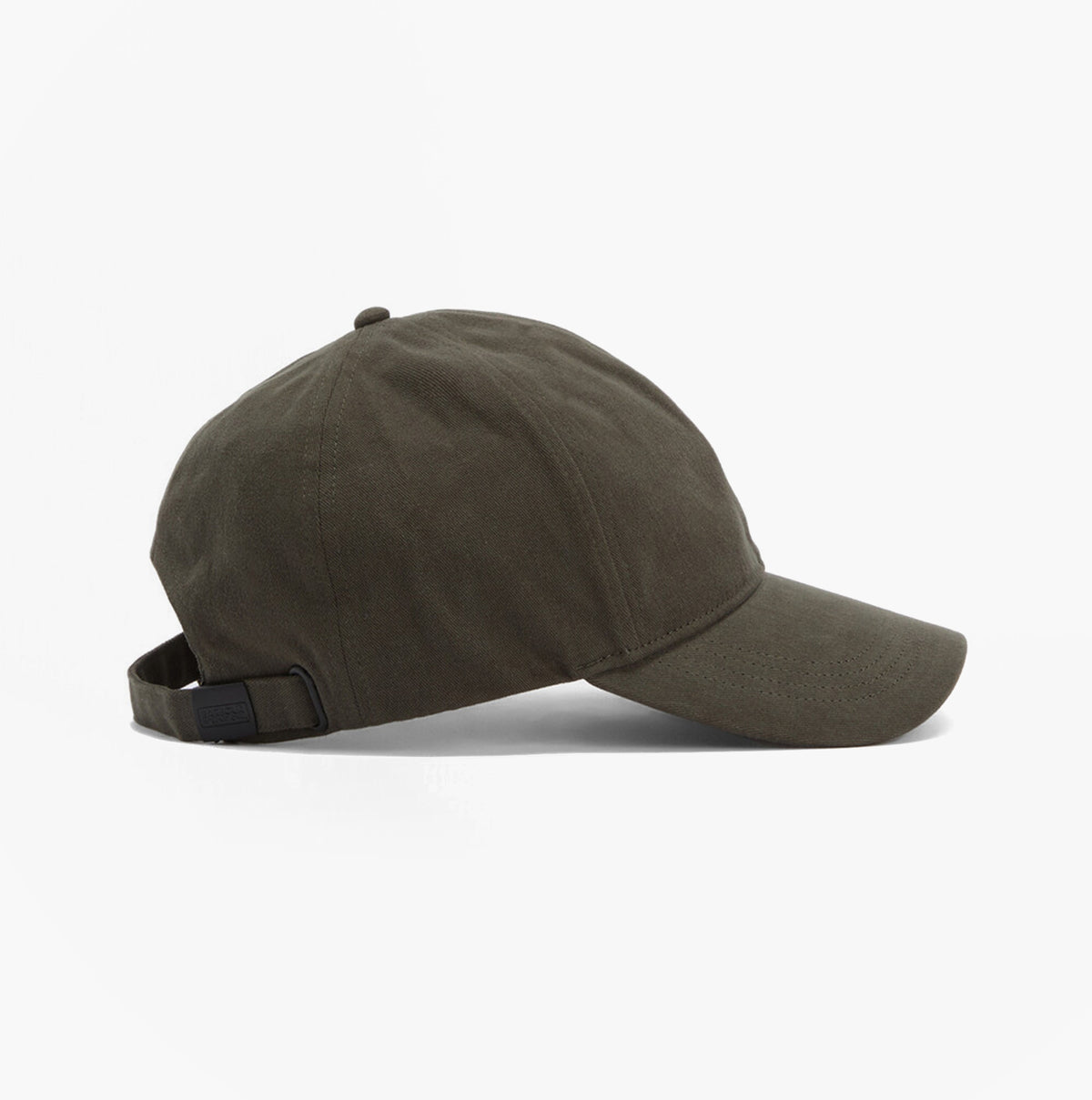 Barbour NORTON Drill Cap Mens Snapback Caps Sage/Shadow side view showing adjustable strap and rich olive color.
