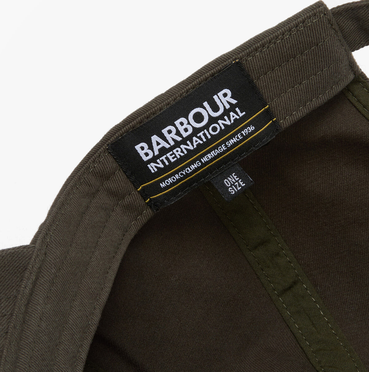 Barbour NORTON Drill Cap Mens Snapback Caps Sage/Shadow detail view of interior label