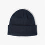 Barbour HEALEY Mens Beanie Navy, top view of knitted beanie with turnback hem and darted crown.