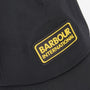 Barbour LEGACY WAXED COTTON Mens Sports Cap Black detail view showing logo patch on cap.