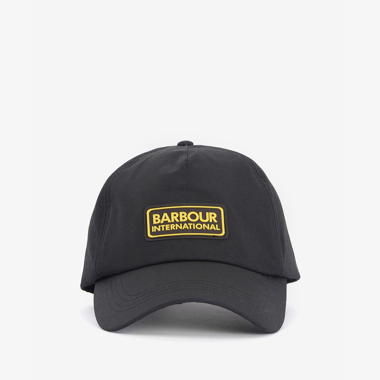 Barbour LEGACY WAXED COTTON Mens Sports Cap Black front view showcasing logo and design.