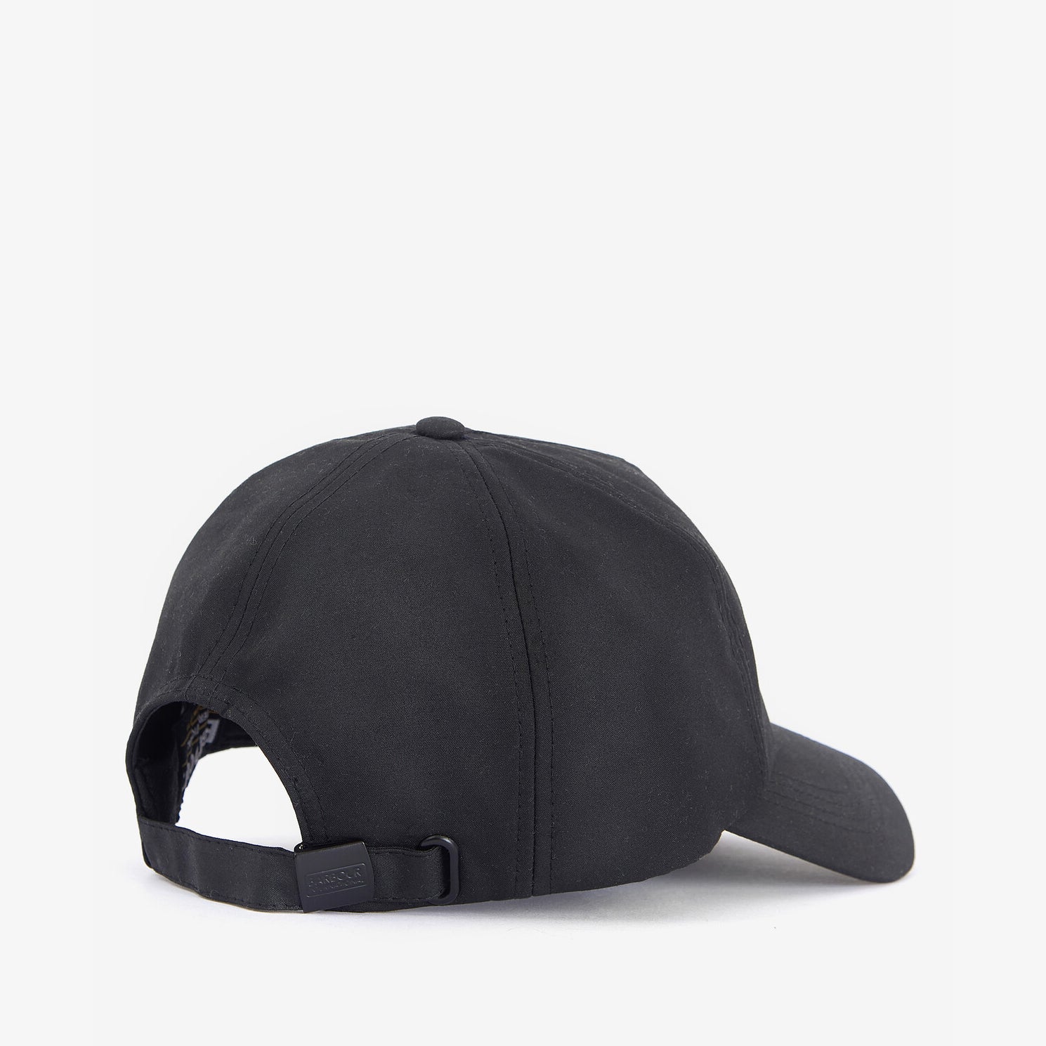 Barbour LEGACY WAXED COTTON Mens Sports Cap Black back view showing adjustable strap and six-panel design.
