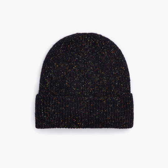 Barbour ESTON Mens Beanie Navy top view of the beanie showcasing the knit texture and color detail.