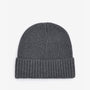 Barbour CHESTER Mens Beanie Charcoal Grey, top view, rib-knit design with turnup hem, logo-embossed leather badge.