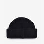Barbour MOSELY Mens Fisherman Beanie Black front view, black knitted beanie with a folded cuff.