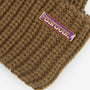 Barbour MOSELY Mens Fisherman Beanie Light Sage detail view showing Barbour logo pin on knit texture.