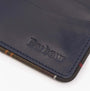 Barbour CHATTON LEATHER Mens Card Holder Navy/Classic detail view showing embossed logo and leather texture.