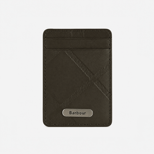 Barbour BRUNTON LEATHER Mens Card Holder Dark Olive
