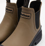 Barbour NIMBUS Mens Chelsea Wellies Militry Brown/Black detail view showing the upper and labels