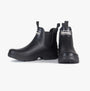 Barbour NIMBUS Mens Wellington Boots Black, side view showcasing rubber upper and elasticated side panel.