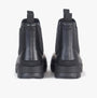 Barbour NIMBUS Mens Wellington Boots Black rear view showcasing rubber design and elasticated side panels.
