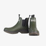 Barbour NIMBUS Mens Wellington Boots Olive side view showcasing waterproof rubber construction and low heel.