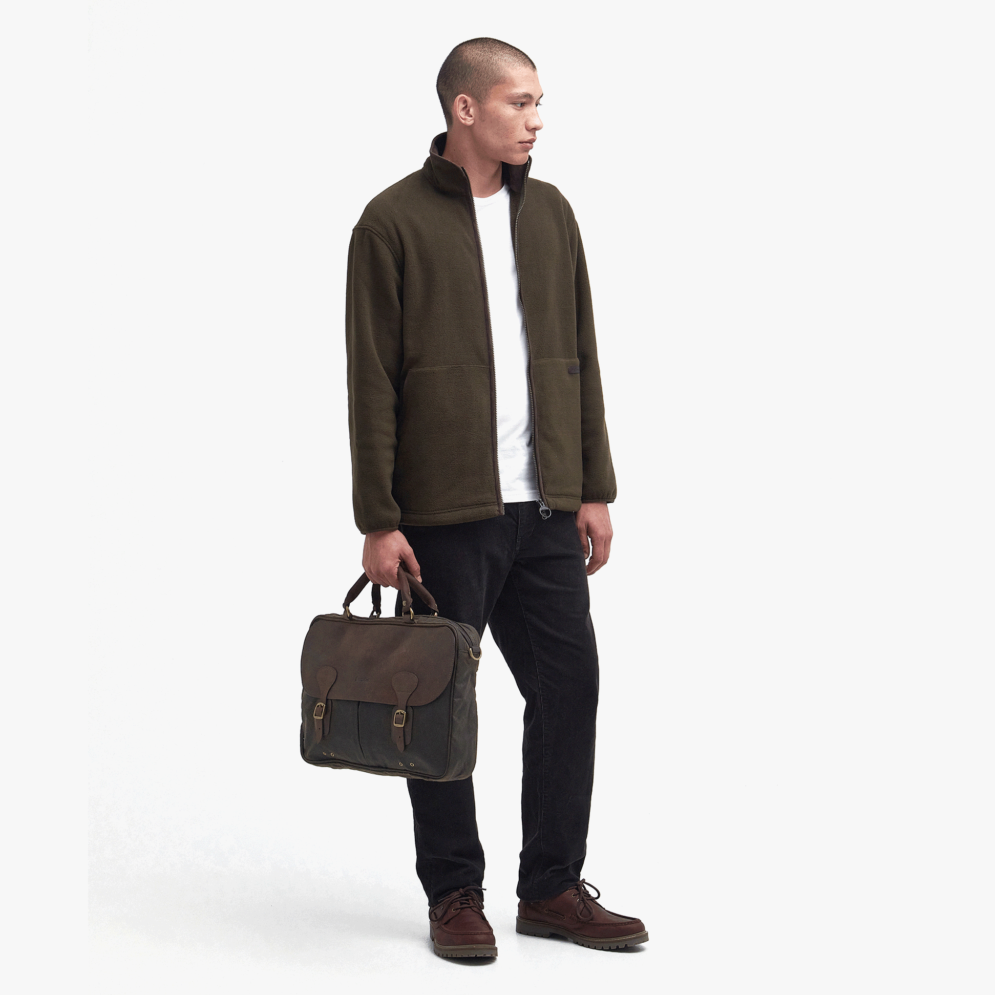 Barbour WAX LEATHER Unisex Adults Laptop Bag Olive