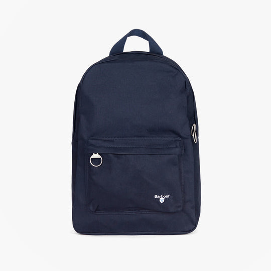 Barbour CASCADE Unisex Adults Backpack Navy front view with zip closure and adjustable straps.