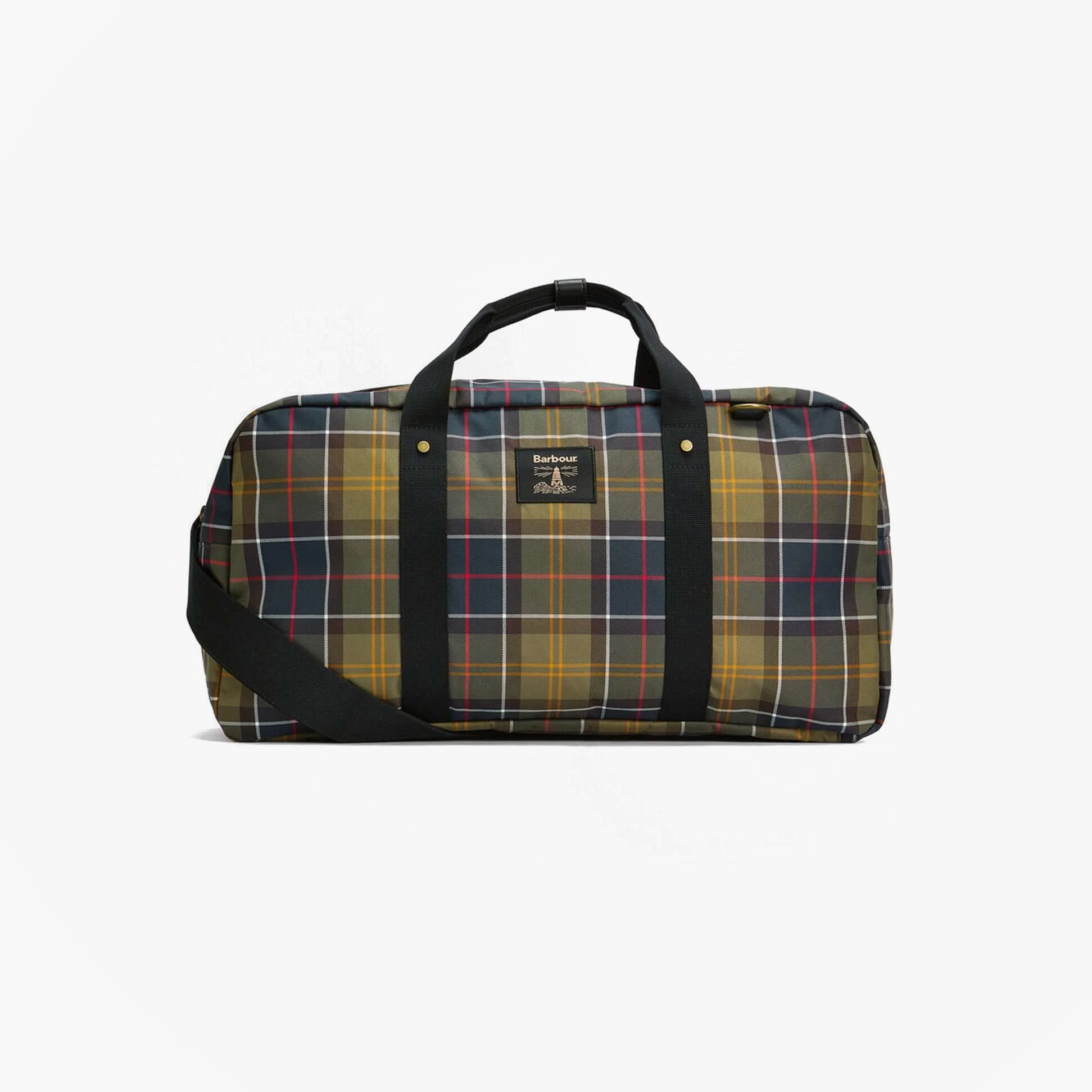Barbour TORRIDON TARTAN Holdall Bag Classic Tartan front view showcasing plaid pattern and handles.