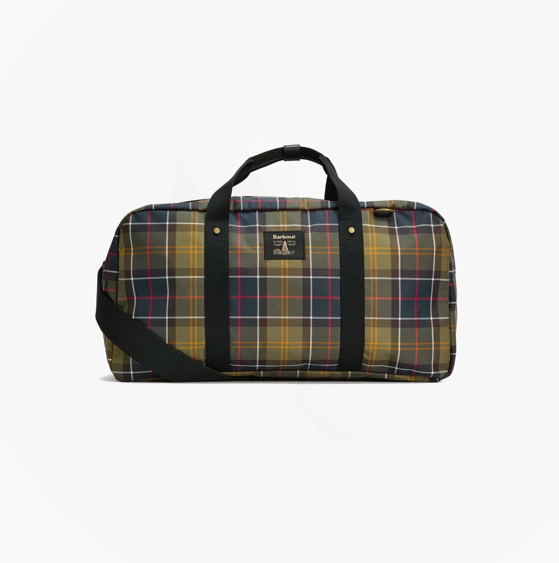 Barbour TORRIDON TARTAN Holdall Bag Classic Tartan front view showcasing plaid pattern and handles.