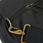 Barbour EXPLORER WAX Unisex Adults Duffle Bag Black detail view of zipper and strap attachment.