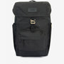 Barbour ESSENTIAL WAX BACKPACK Unisex Adults Backpack Black front view showing zip closure and embossed badge.