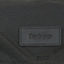 Barbour ESSENTIAL WAX BACKPACK Unisex Adults Backpack Black detail view of embossed Barbour badge on fabric.