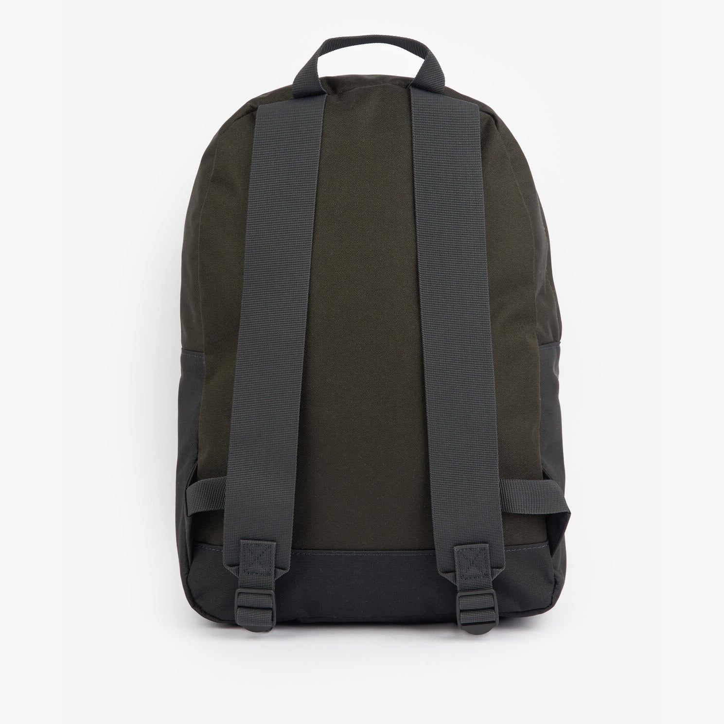 Barbour HIGHFIELD CANVAS BACKPACK Unisex Adults Canvas Backpack Navy/Olive back view with adjustable straps and sturdy design