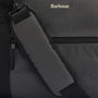 Barbour ARWIN CANVAS Unisex Adults Duffle Bag Charcoal/Ginger detail view of shoulder strap and zip.