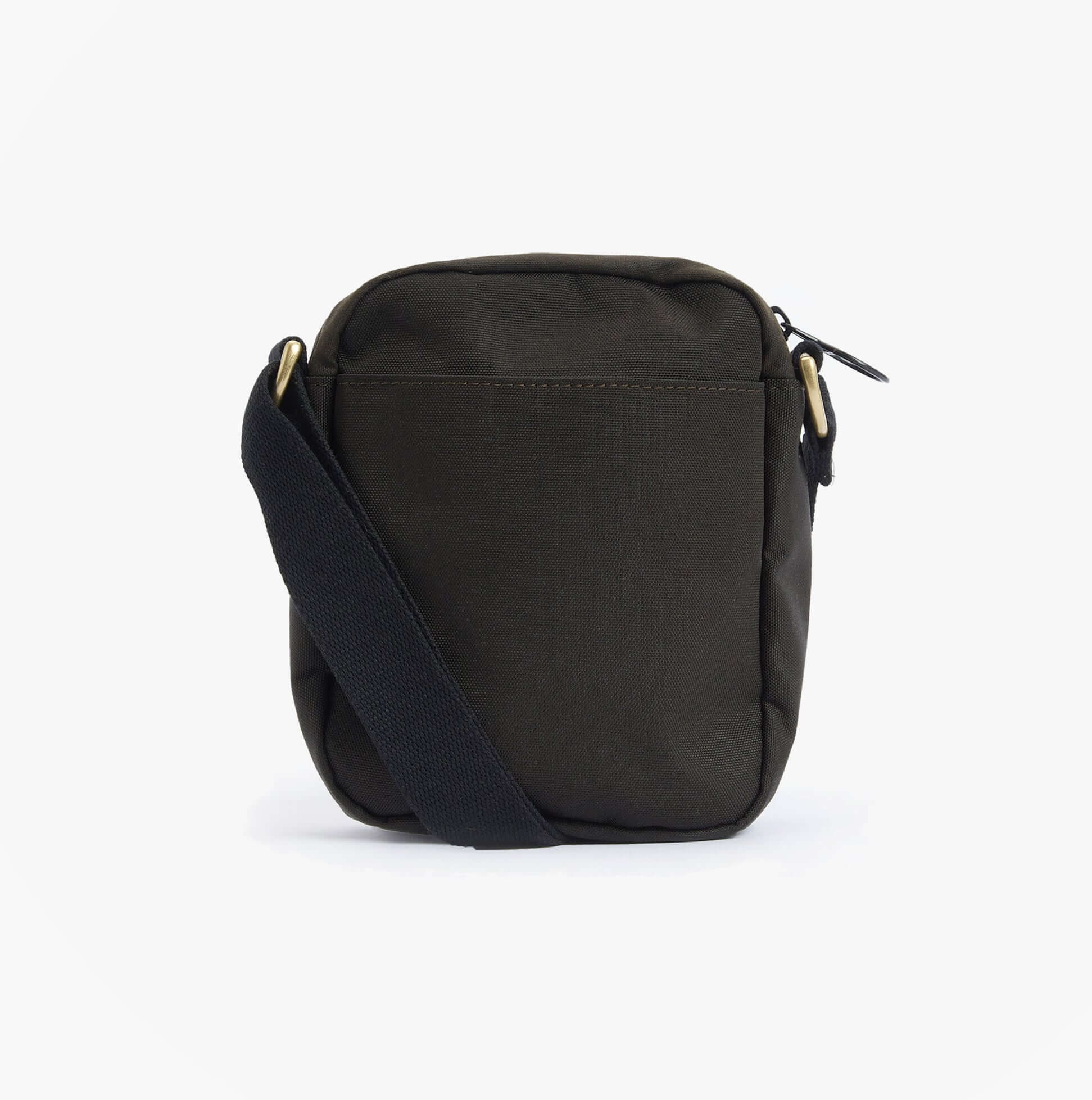 Barbour FIELD WAX Mens Crossbody Bag Olive/Black back view with adjustable strap and zip closure.