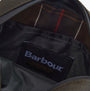 Barbour FIELD WAX Mens Crossbody Bag Olive/Black interior view showing lining and label details.