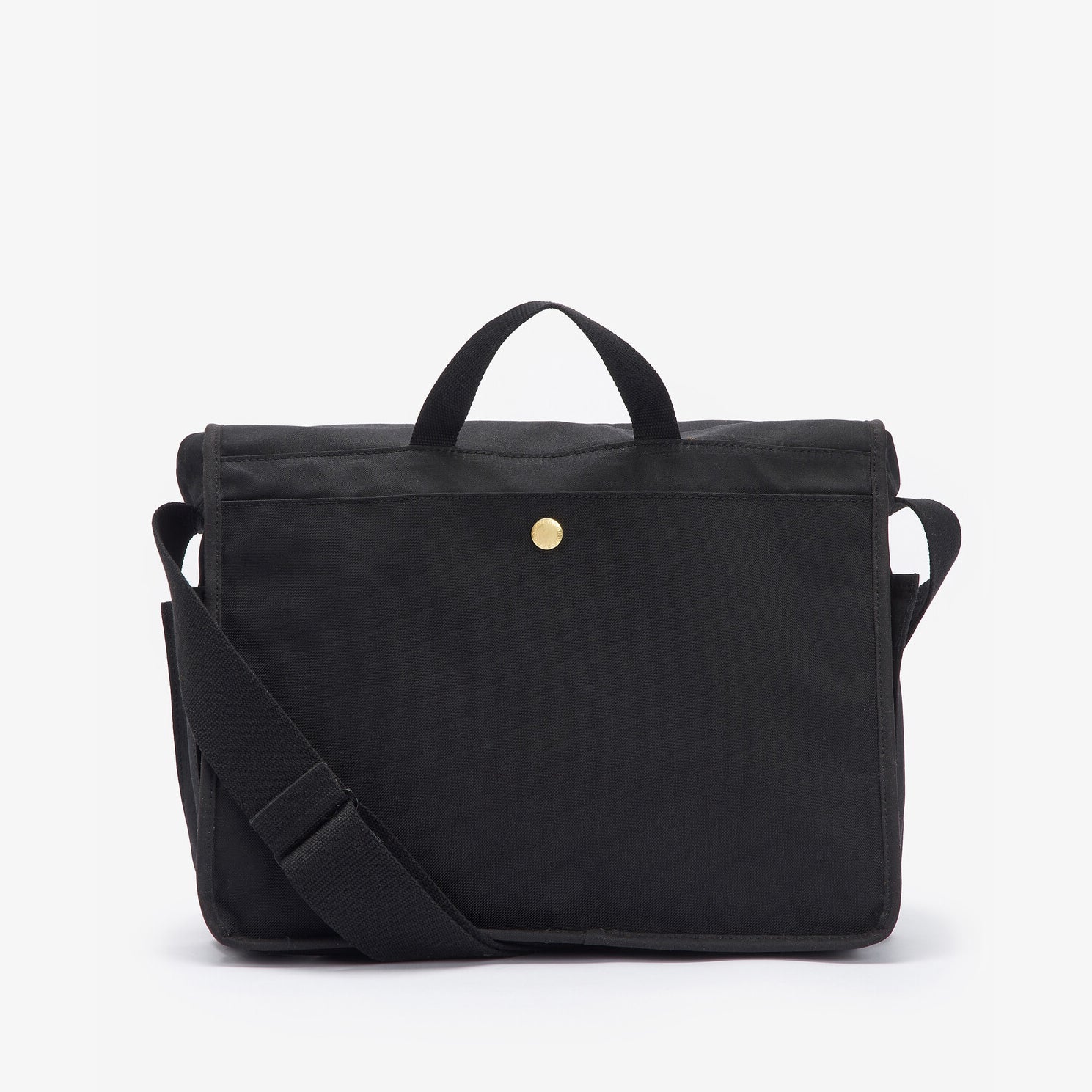 Barbour FIELD WAX Unisex Adults Messenger Bag Black front view with adjustable strap and grab handle