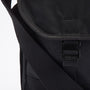 Detail view of Barbour FIELD WAX Unisex Adults Messenger Bag Black showing buckle closure and adjustable strap.