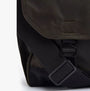 Barbour FIELD WAX Unisex Adults Messenger Bag Olive detail view showcasing the buckle and adjustable strap.