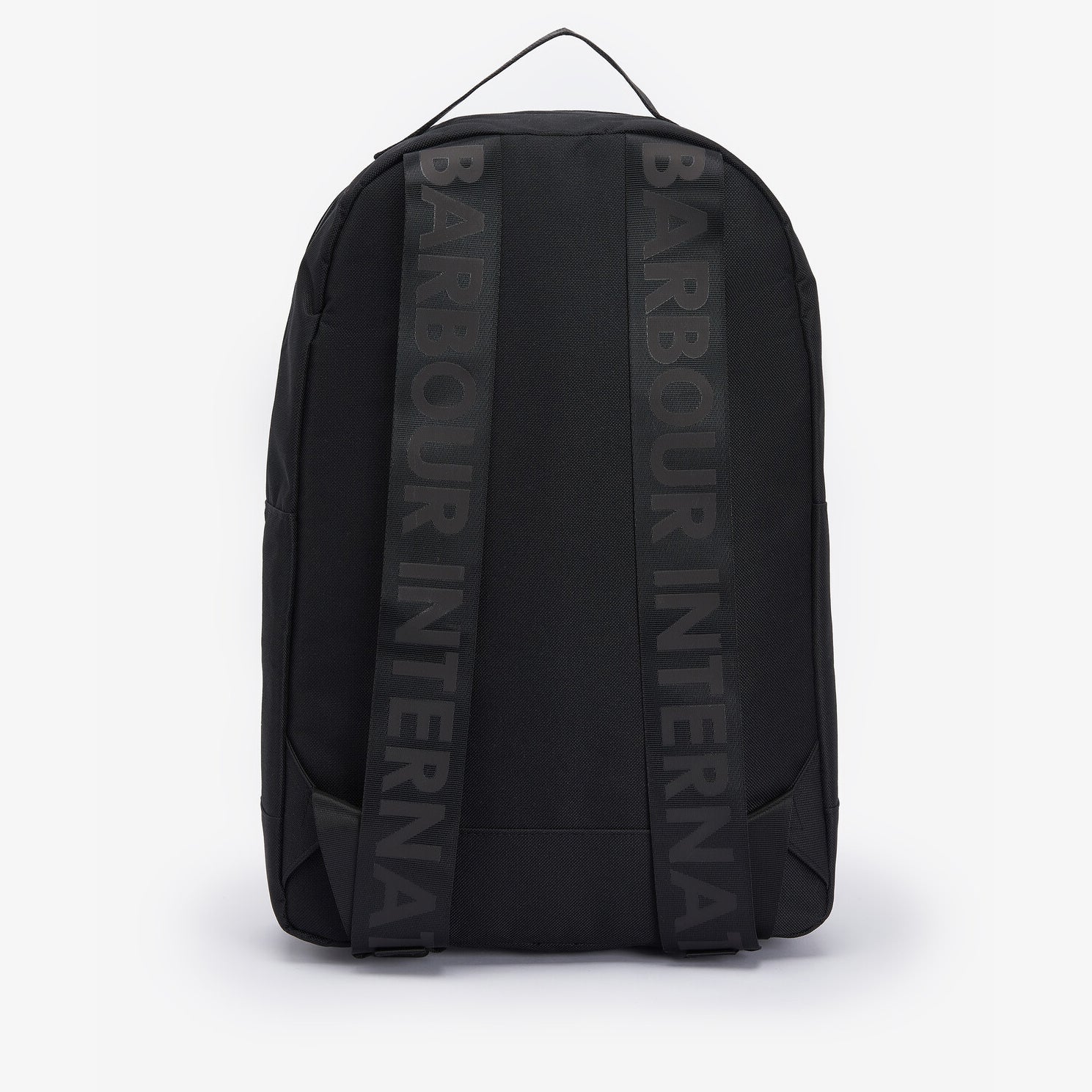 Barbour KNOCKHILL ESSENTIAL BACKPACK Unisex Adults Backpack Black back view with adjustable webbed shoulder straps.