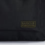Barbour KNOCKHILL ESSENTIAL BACKPACK Unisex Adults Backpack Black detail view of molded badge on outer pocket