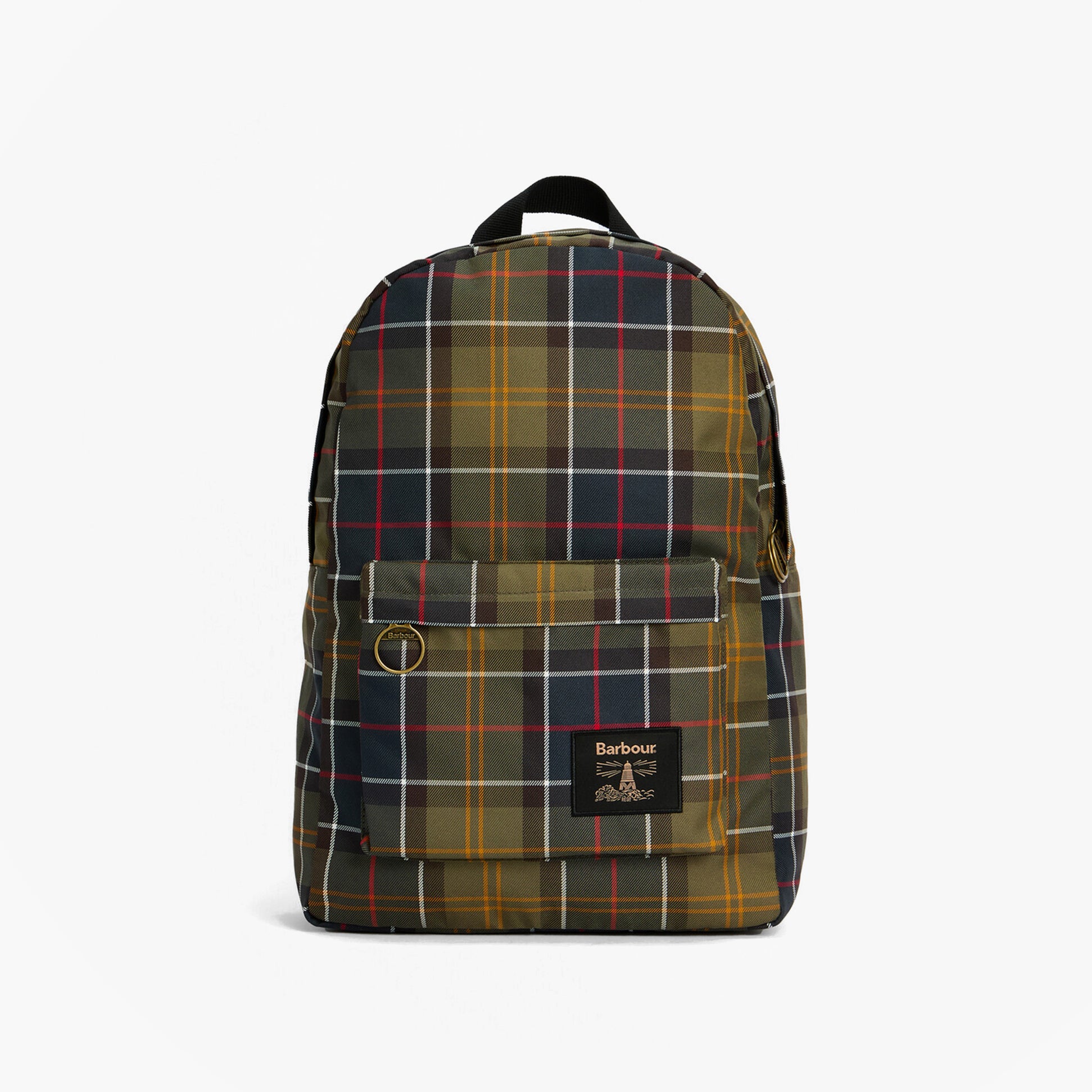 Barbour TORRIDON TARTAN Backpack Mens Backpack/Rucksack Classic Tartan front view with pocket and multicolored tartan pattern.