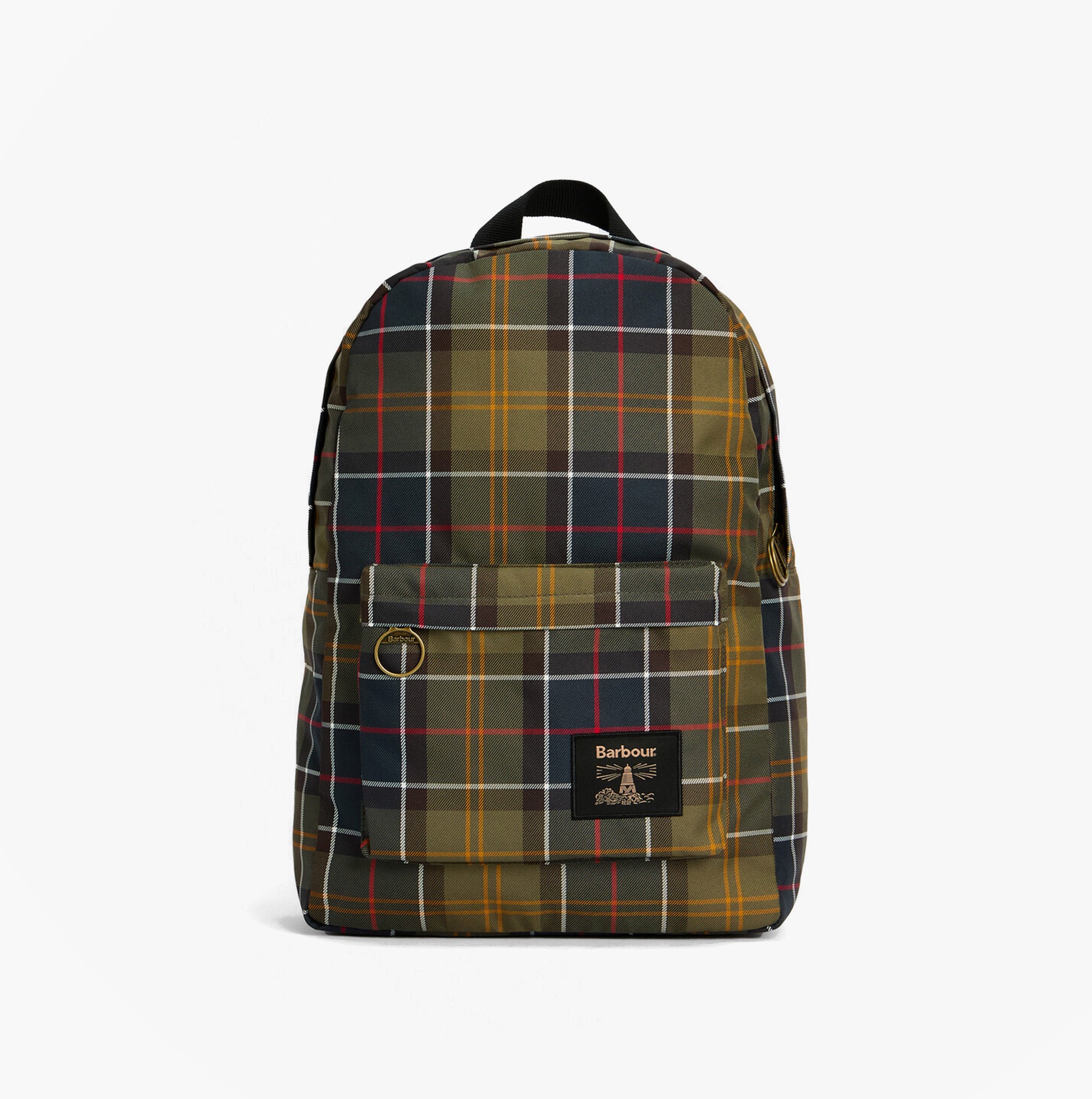 Barbour TORRIDON TARTAN Backpack Mens Backpack/Rucksack Classic Tartan front view with pocket and multicolored tartan pattern.