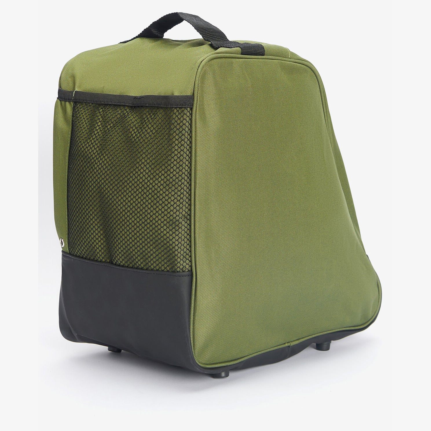 Barbour BOOT BAG Unisex Adults Boot Bag Green side view showing water resistant material with double straps and waterproof base.