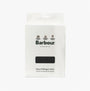 Barbour Fleece Wellington Unisex Socks Black front view in packaging, showcasing logo and product details.