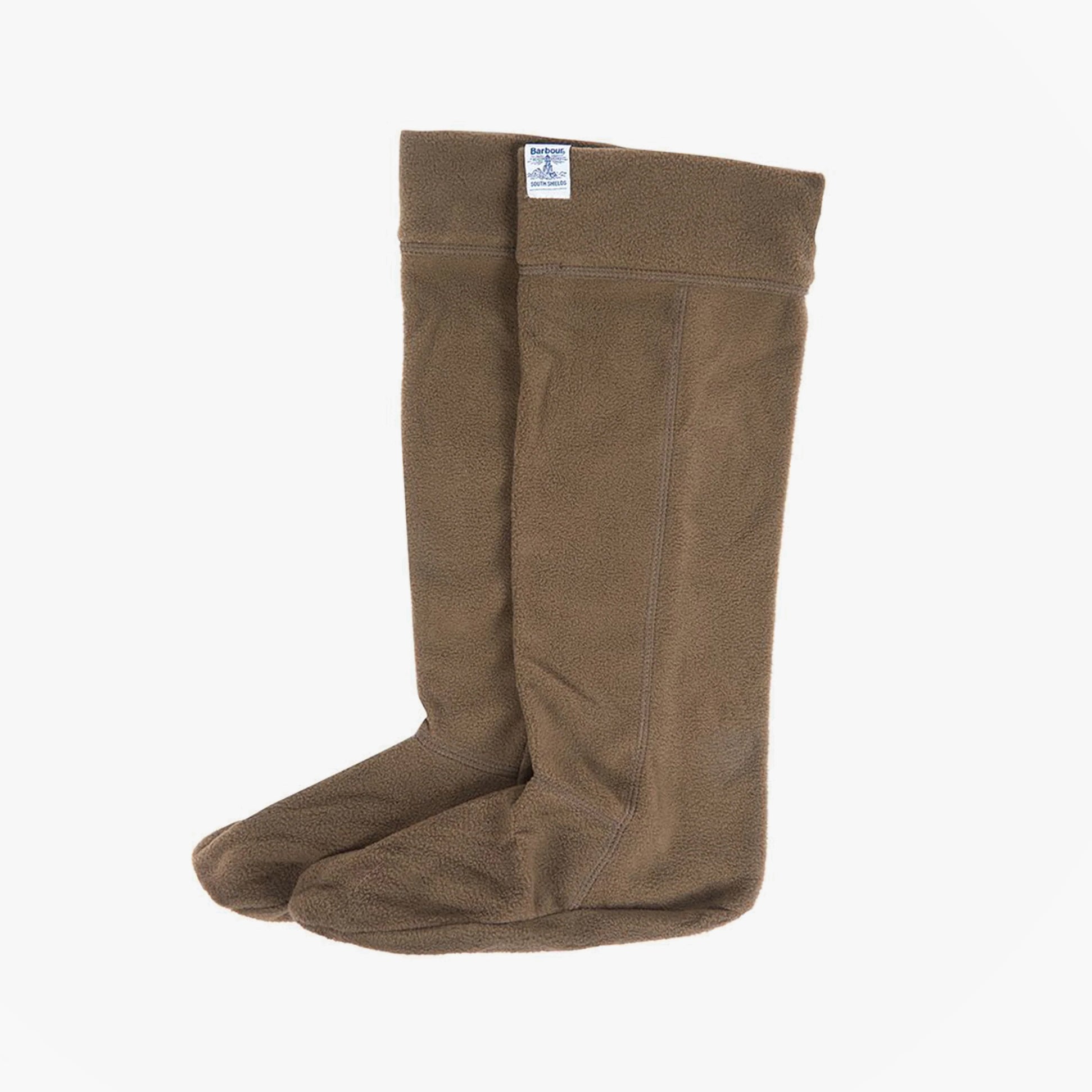 Barbour Fleece Wellington Unisex Socks Olive front view, showcasing soft polyester material and olive color.